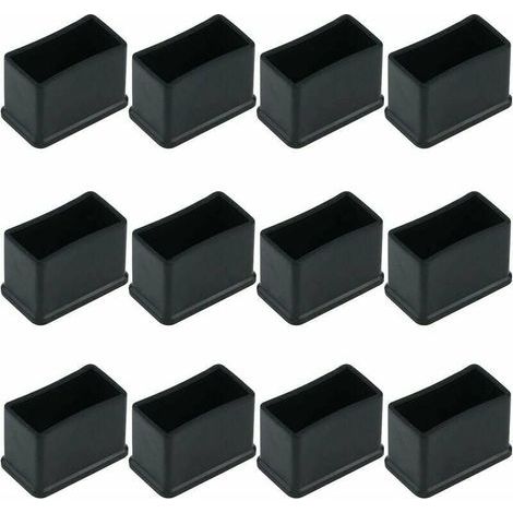 Lot de 12 Embouts de Protection Rectangulaires en Feutre de Caoutchouc pour Pieds de Table ou de Chaise - Noir, 15 x 30 mm. (1/4)