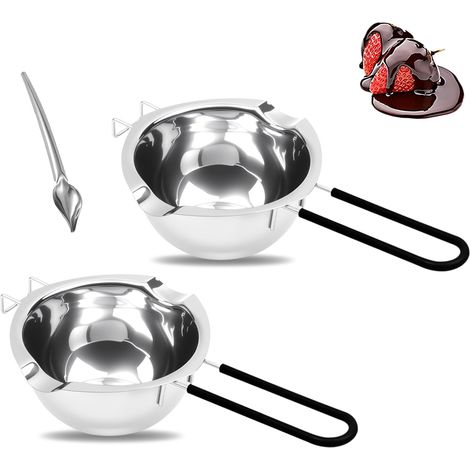 2 bols bain-marie 400 ml + cuillère inox manche silicone pour fondre ingrédients