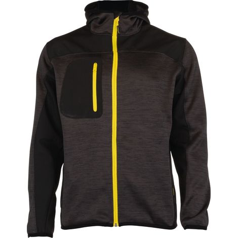 Veste bi-matiere softshell double polaire et polyester OUTIBAT - Bora gris anthracite et zip jaune - Mixte