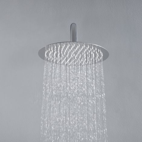 JOHO Soffione Doccia a Pioggia Rotondo 8 Pollici Docce Fisso da Parete in Acciaio Inox 304 con Ugelli Antiicalcare Cromo (D20cm tondo) (1/5)