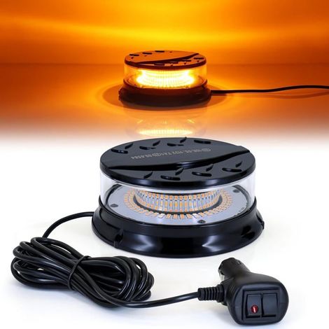 Ecleanfy - Gyrophare à LED, gyrophare orange 12V-24V jaune gyrophare avec câble magnétique pour chariot élévateur-tracteur voiture (1/5)