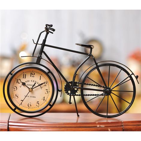 Horloge de bureau vintage en fer, style vélo, classique, silencieuse, rétro, décorative. (1/5)