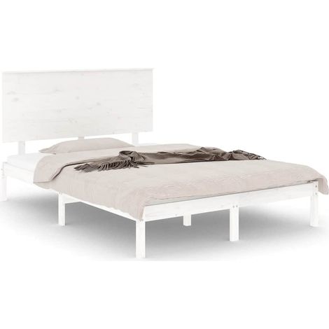 Maison Exclusive - Massivholzbett ohne Matratze Weiß 140x200 cm K (1/5)