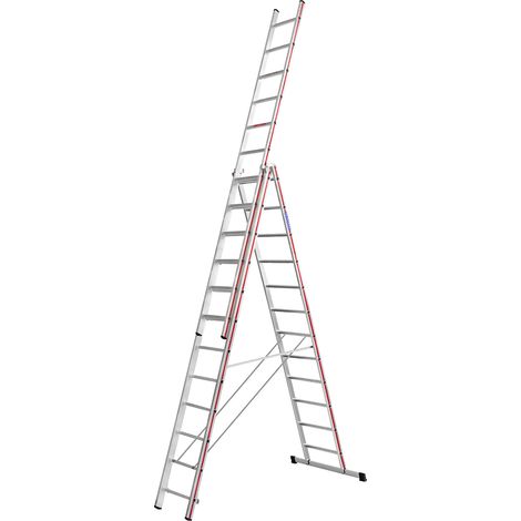 FP – Échelle articulée 3 plans 12 barreaux – Hauteur maximale 8,82 m – Largeur conducteurs 300 mm – Construction en aluminium robuste (1/5)