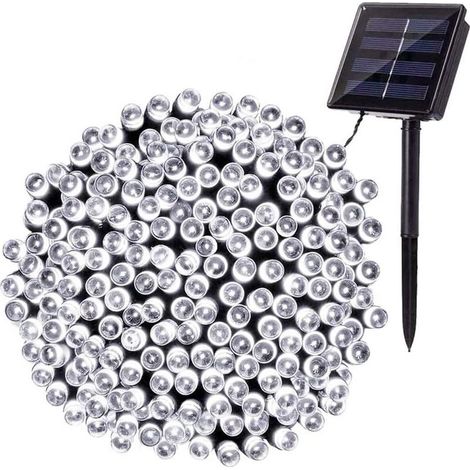 Guirlande lumineuse solaire d'extérieur 22 m 200 LED, 8 modes, pour jardin, mariage, décoration de jardin, blanc froid (1/5)