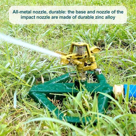 Hochleistungs-Impulsregner aus Metall für den Garten – 360° drehbarer automatischer Regner – Impulsregner mit Metallfuß für große Flächen – bis zu 26 m Durchmesser (1/5)