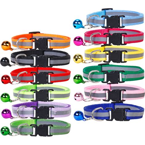 Collier Pour Chat - Collier Identification Avec Fermoir De Sécurité Réglable 7,5 À 11,5 Pouces - Polyester Respirant - Réfléchissant - Lot De 12 Pièces (1/5)