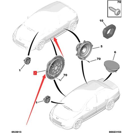 Adecuado para 2 altavoces de puerta de coche 9807145580 DC00436080 adecuado para 206, 307, 308 Partner y C2, C3, C4, C5 Xsara.