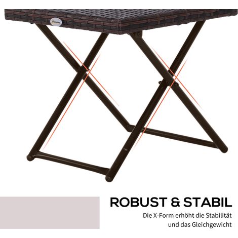 Table pliante en résine tressée, table basse de jardin pour balcon terrasse, 40x40x40cm marron (1/4)