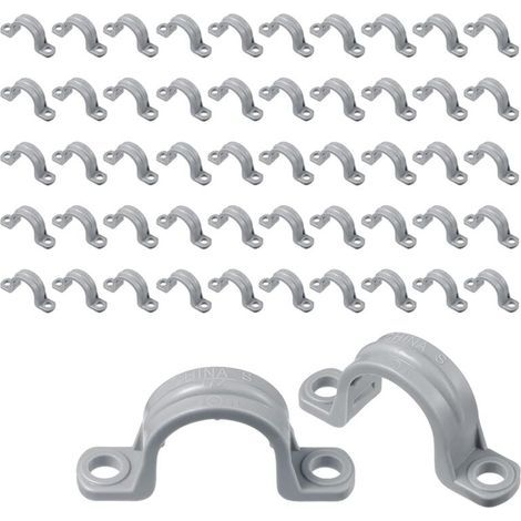 FENOPLASTICACollier de serrage en U pour tuyau en PVC à double trou (50 pièces, 1/2 pouce) (1/4)