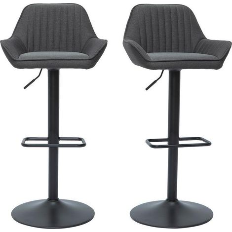 Design-Barhocker verstellbar anthrazitgrauer Stoff 2er-Set RONNIE