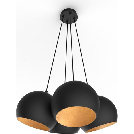 LUMICOM JOE Sospensione, 4X E27, max 42W, metallo, nero opaco/foglia oro, D.25cm (1/3)