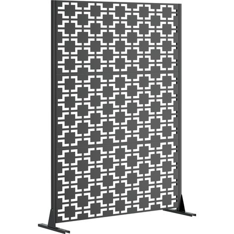 Biombo de privacidad exterior de metal negro 183 x 116 cm con base estable (1/5)