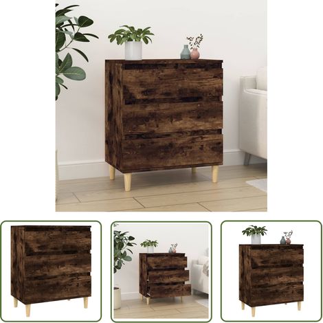 Buffet Commode Armoire Luxueux, pour Salon Chambre Entrée Cuisine, Chêne fumé 60x35x70 cm Bois d'ingénierie OIB1238E (1/5)