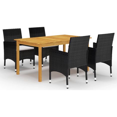 Juego de comedor para jardín de 5 piezas negro vidaXL (1/5)
