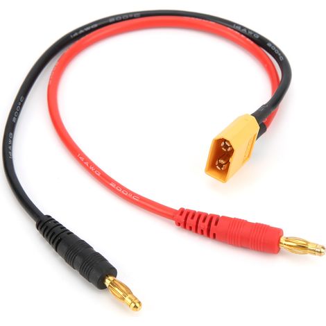 Câble de charge RC 22cm XT60 vers fiche banane 4.0mm 14AWG pour chargeur batterie LiPo (1/5)