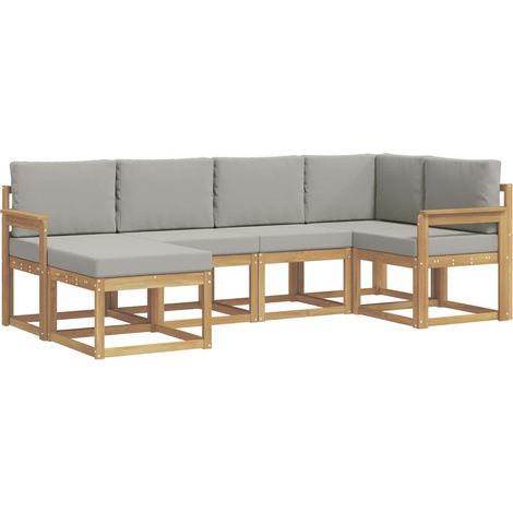 Outdoor Sofa Set 6 pcs White and Light Grey vidaXL (1/5)