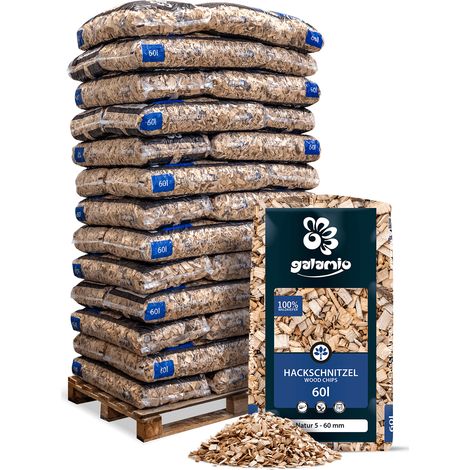 Galamio Holzhackschnitzel Natur 60l x 39 Sack 2340l