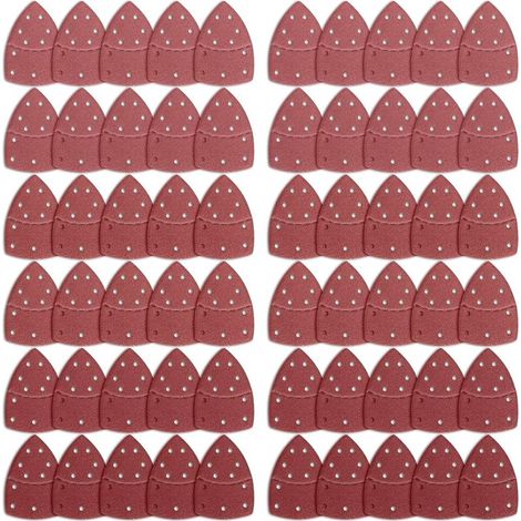 60 Feuilles Abrasives pour Ponceuse,Triangles Papier Poncage Ponceuse Mouse,Papier Abrasif pour Ponceuse à Souris pour Ponceuses Bosch Multi-Sander,11 trous assortis Grain 40/60/80/120/180/240 (1/4)
