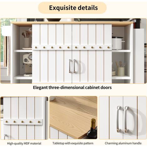 Armoire de cuisine, planche à découper avec motif en bois. Meuble de cuisine doté d’une surface mobile et d’un plan de travail. (1/5)