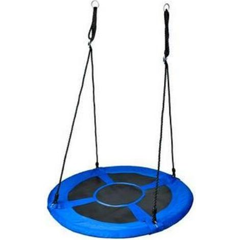 Columpio Redondo Nido De Pájaro De 100 CM De Diámetro Para Árbol Soportado Con Carga Máxima 150 KG Exterior Azul