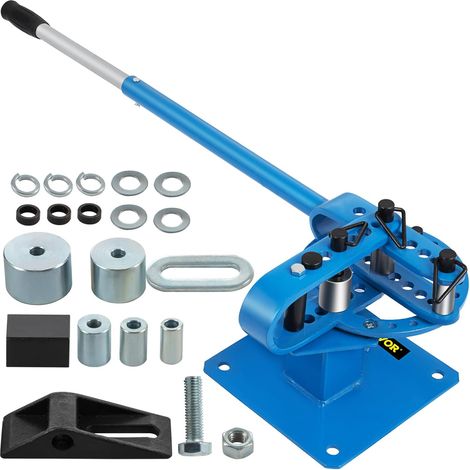 Manual Bench Top Compact Pipe Bender Machine, 7 Dies, 1-3 Inch Metal Pipe Manufacturing Rod, 44-Foot Mount, Spray Telescoping Handle (1/5)