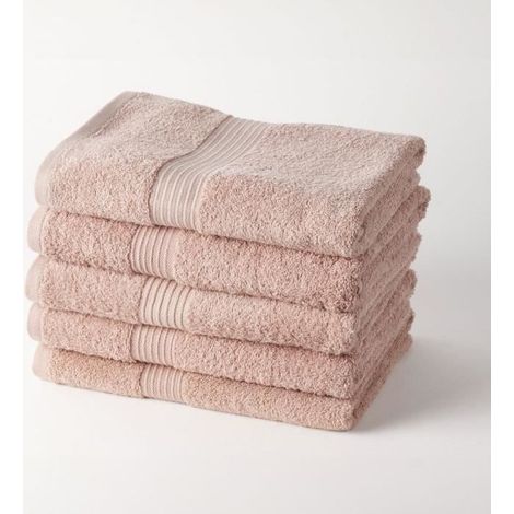 TODAY Essential - Lot de 5 draps de bain 70x130 cm 100% Coton coloris rose (1/3)