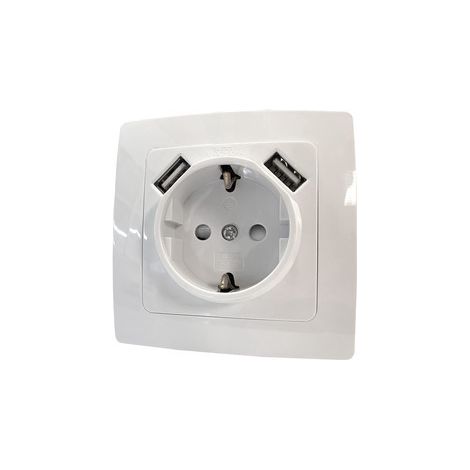 Schuko-Steckdose Sockel mit 2 Steckdosen USB