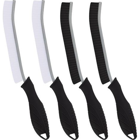 Cepillo para inodoro - Cepillos de limpieza de cerdas duras, cepillo para juntas de azulejos montado en la pared, herramienta de limpieza para fregaderos de cocina y bañeras (4, negro) (1/5)
