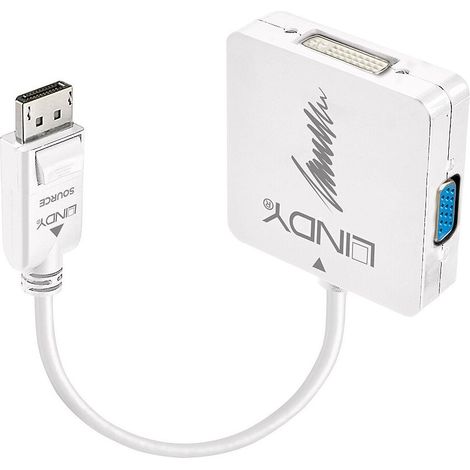 Lindy 41028 cavo e adattatore video DisplayPort DVI-D + VGA (D-Sub) + HDMI Nero (1/3)