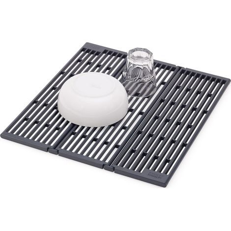 Égouttoir Pliable et Amovible au-Dessus de l’Évier, Écoulement Rapide, Design Pliable Réglable, Pieds Antidérapants, Anthracite (1/5)