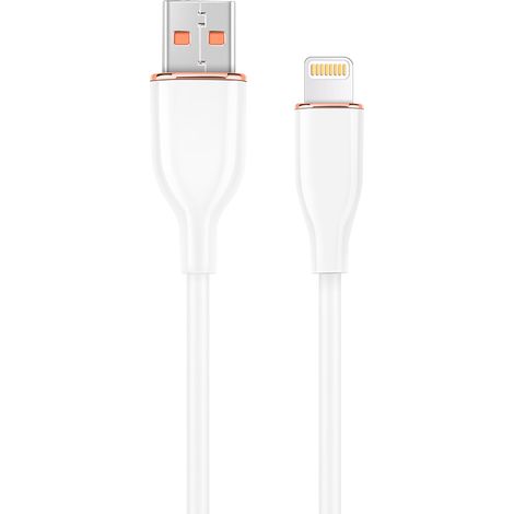 Cable de carga y datos de silicona premium de 8 clavijas, 1,5 m, Blanco