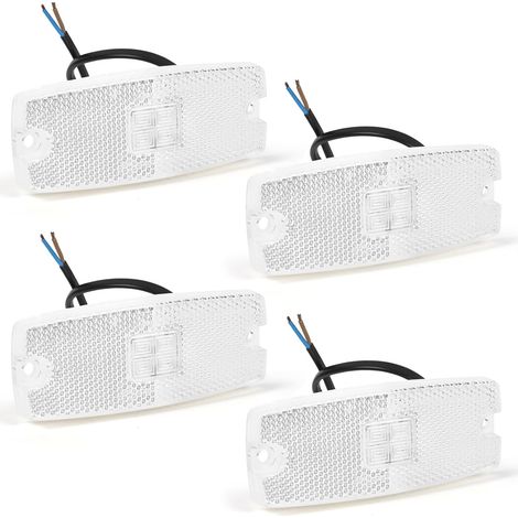 4 x Feux Latéraux Blancs LED pour Remorque - Feux de Position Avant/Arrière avec Réflecteur pour Camion, Caravane, Poids Lourds 1030V Homologués ECE (1/5)