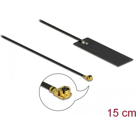 Delock Antena WLAN 802.11 ac/ax/a/h/b/g/n MHFÂ® I macho de 2 - 4 dBi y PCB de 15 cm interna autoadhesiva