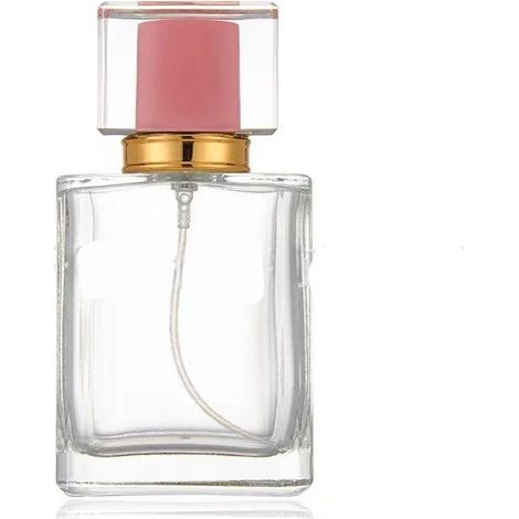 Vaporisateur en verre rechargeable 50 ml, transparent, réutilisable pour parfums et huiles essentielles rose (1/3)
