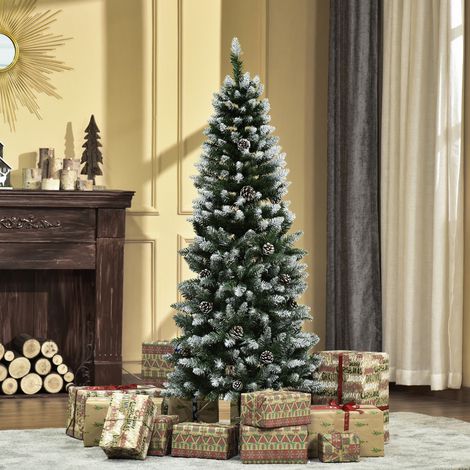 Albero di Natale HOMCOM, grande, 150 cm, con 464 punte, 28 pigne, base pieghevole e supporto in acciaio per decorazioni interne, colore verde. (1/5)