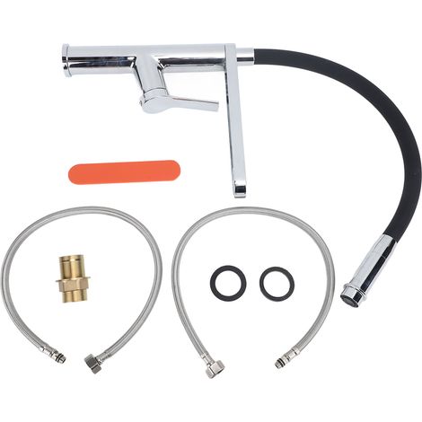 Robinet de cuisine pivotant à ressort en cuivre haute pression, extractible, pour évier de cuisine, buanderie, camping-car, etc. (1/5)