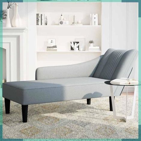 Fauteuil long avec accoudoir droit - 4009800 - Gris clair - Tissu 100% polyester - 140 x 56 x 66 cm (1/5)