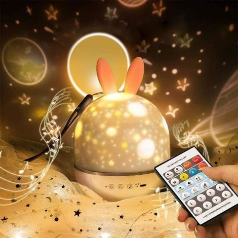 Bluetooth Bébé Veilleuse Projecteur,Veilleuse LED Enfant Lampe Musicale et Lumineuse 360°Rotation, pour les Cadeaux, Anniversaire (1/4)
