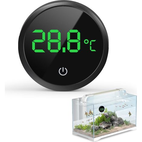 Thermomètre d'aquarium externe numérique avec affichage LED, précision ± 1 °C, noir, bâton tactile sans fil pour surveiller la température de l'aquarium, accessoires d'aquarium (1/5)