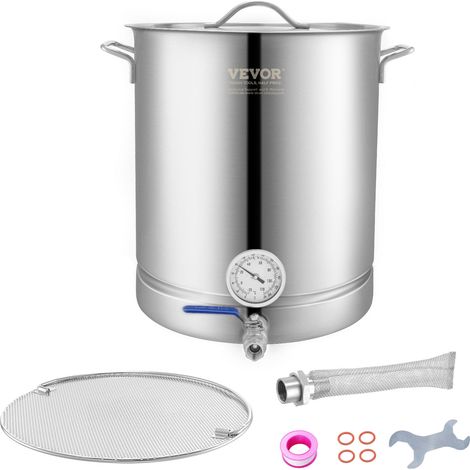 VEVOR Fermentador de Cerveza Tanque de Fermentación de Cerveza de Acero Inoxidable 60,6 L Base de Olla de 3 Capas Kit de Preparación Profesional con Termómetro Válvula de Bola Asas de Tapa Cervecería (1/5)