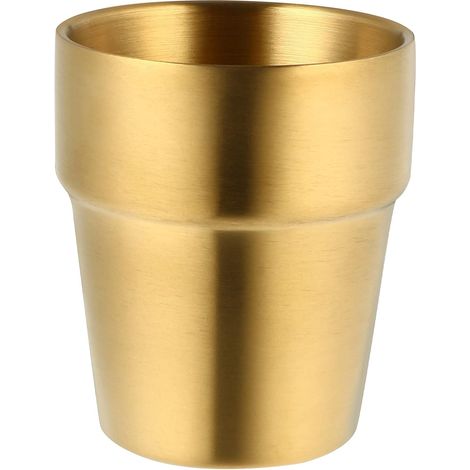 Lot de 4 gobelets empilables en acier inoxydable, 300 ml, à double paroi, isolés, pour les voyages, le plein air et le camping (doré). (1/5)