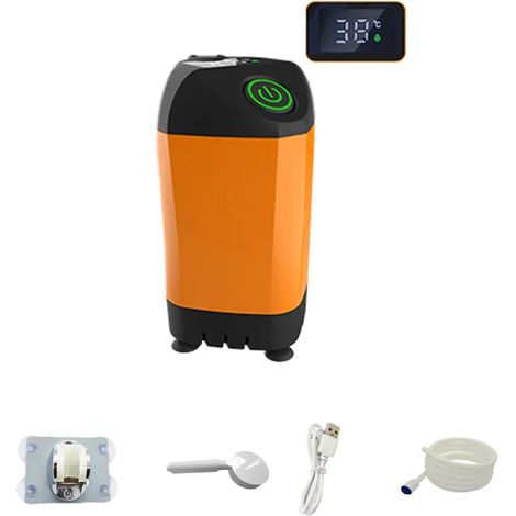 Douche de camping extérieure (affichage numérique) étanche IPX7 orange avec pompe de douche électrique portable et affichage numérique pour la randonnée, les voyages et l'abreuvement des animaux domes (1/3)