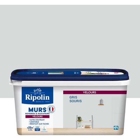 Peinture aspect Velours  - 2,5L - Gris Souris - Ripolin (1/5)