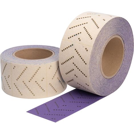 Rouleau de Papier de Verre Céramique Violet 70 mm x 12 m Rouleau de Ponçage Automobile Multi-trous Pour Enlever les Revêtements, Ponçage Automobile, Grain 120 (1/5)