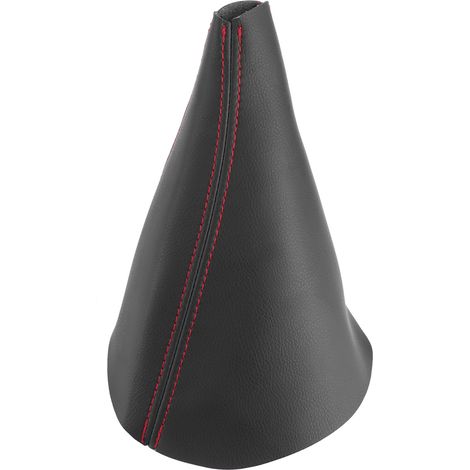 Keenso Quadratische Abdeckung für den Autoschaltknauf, Weiche Autoschaltknaufabdeckung aus PU-Leder für H3 2005-2011 (Rote Nähte).