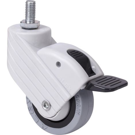 RUEDAS ALEX 50hpfn50cp-5pgi50-45 m10x15 , Descripción
Ruedas de goma gris, especialmente indicada para soportar cargas hasta 22 Kg.
Se aplica en expositores, muebles comerciales, taburetes, mobiliario