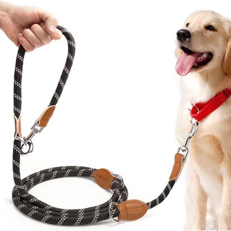Laisse pour chien, 3 mètres de long, laisse d'éducation, laisse pour rapporter, laisse de pistage, laisse de course, laisse pour l'entraînement et les promenades, 1,3 x 200 cm, noire (1/5)