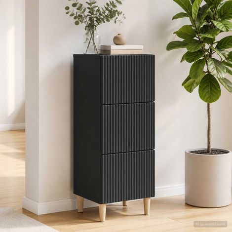 vidaXL Mobile con Cassetti Nero 33 x 34,5 x 90 cm Legno ingegnerizzato (1/5)