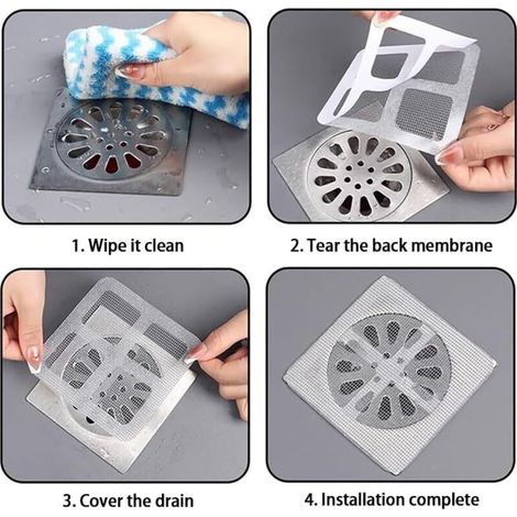 Lot de 50 Autocollants jetables pour canalisations de Douche et canalisations de Douche Attrape-Cheveux, Protection De Drain Filtre (1/3)